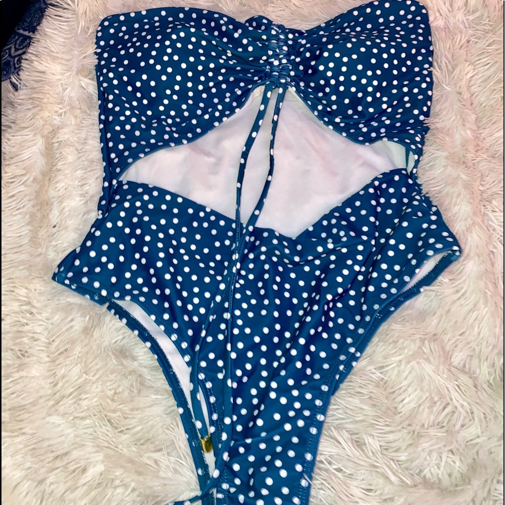 Blue Polka Dot One Piece Swimsuit